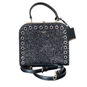 Kate Spade Skyline Way Large Violina Satchel Black Glitter EUC
